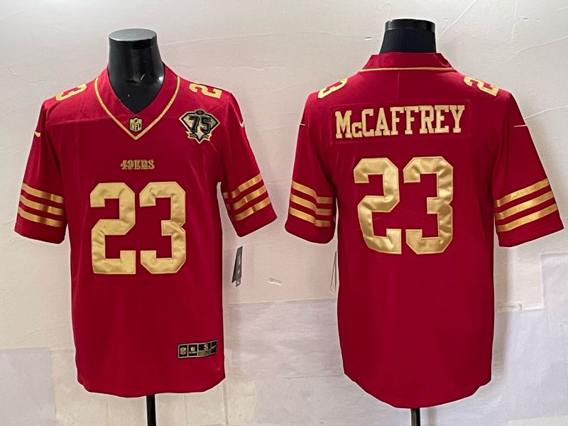 Men San Francisco 49ers #23 Mccafrey Red 75th Nike Limited NFL 2025 Jersey style 010